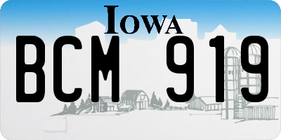 IA license plate BCM919