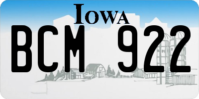 IA license plate BCM922