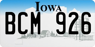 IA license plate BCM926
