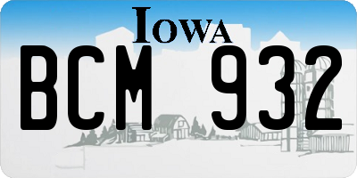 IA license plate BCM932