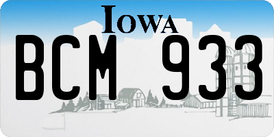 IA license plate BCM933
