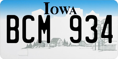 IA license plate BCM934