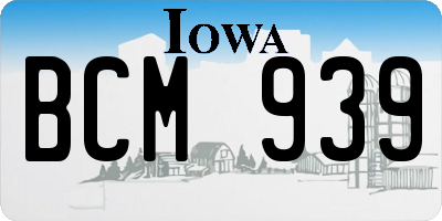 IA license plate BCM939