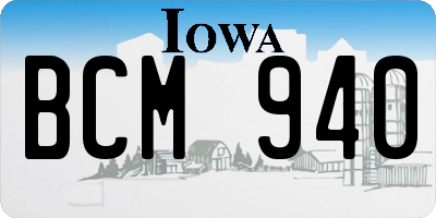 IA license plate BCM940