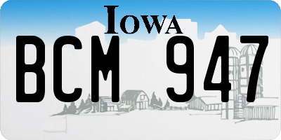 IA license plate BCM947