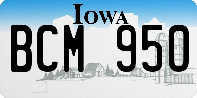 IA license plate BCM950