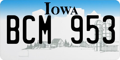 IA license plate BCM953