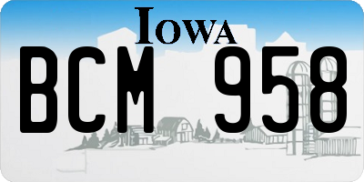 IA license plate BCM958