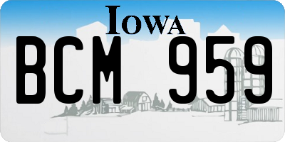 IA license plate BCM959