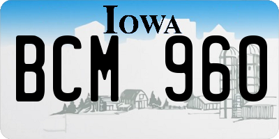 IA license plate BCM960