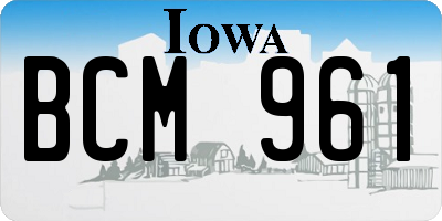 IA license plate BCM961