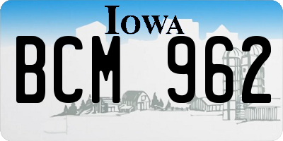 IA license plate BCM962