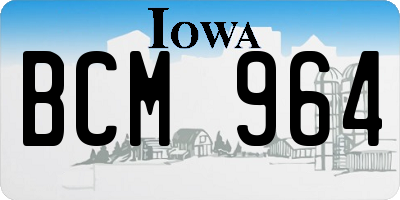 IA license plate BCM964