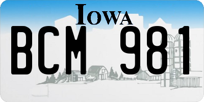 IA license plate BCM981