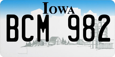 IA license plate BCM982