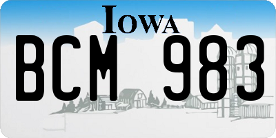IA license plate BCM983