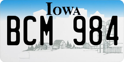 IA license plate BCM984