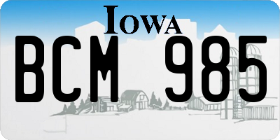 IA license plate BCM985