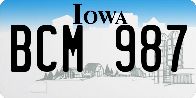IA license plate BCM987