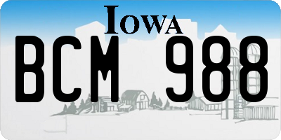 IA license plate BCM988