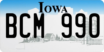IA license plate BCM990