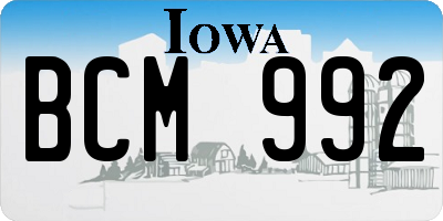 IA license plate BCM992