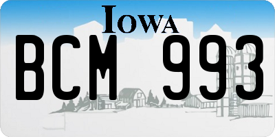 IA license plate BCM993