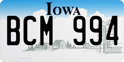 IA license plate BCM994