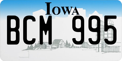 IA license plate BCM995