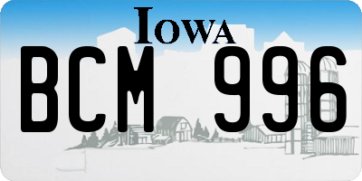 IA license plate BCM996