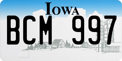 IA license plate BCM997