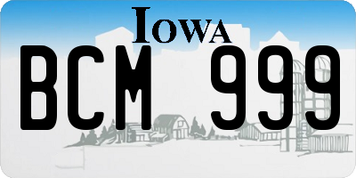 IA license plate BCM999