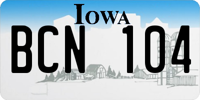 IA license plate BCN104