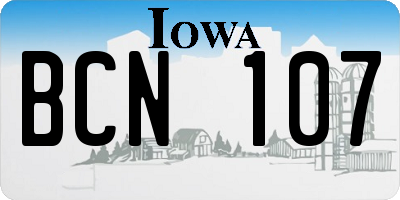 IA license plate BCN107