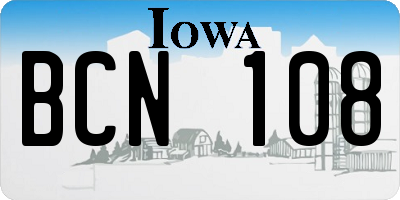 IA license plate BCN108