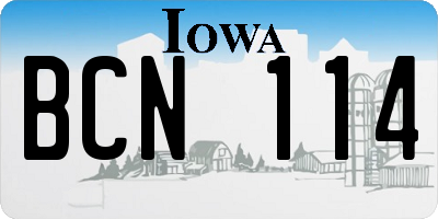 IA license plate BCN114