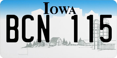 IA license plate BCN115