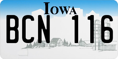 IA license plate BCN116