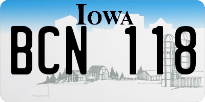 IA license plate BCN118