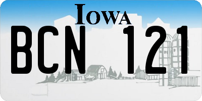 IA license plate BCN121