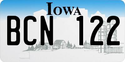 IA license plate BCN122