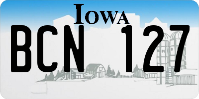 IA license plate BCN127