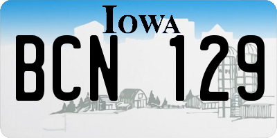 IA license plate BCN129
