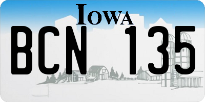 IA license plate BCN135