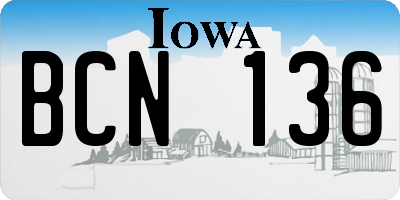IA license plate BCN136