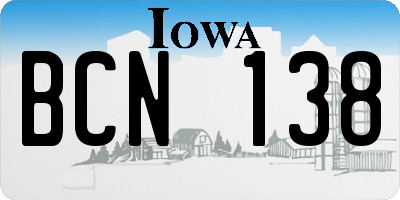 IA license plate BCN138