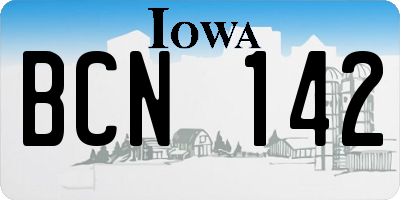 IA license plate BCN142