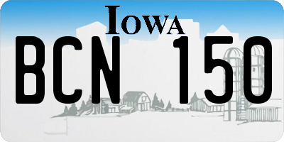 IA license plate BCN150