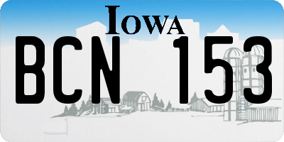 IA license plate BCN153