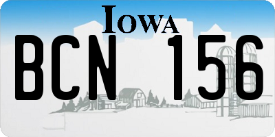 IA license plate BCN156